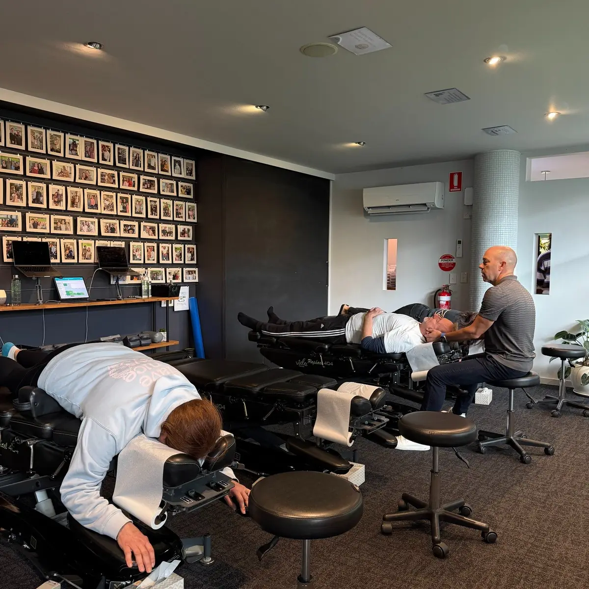 An adjustment in the main clinic room