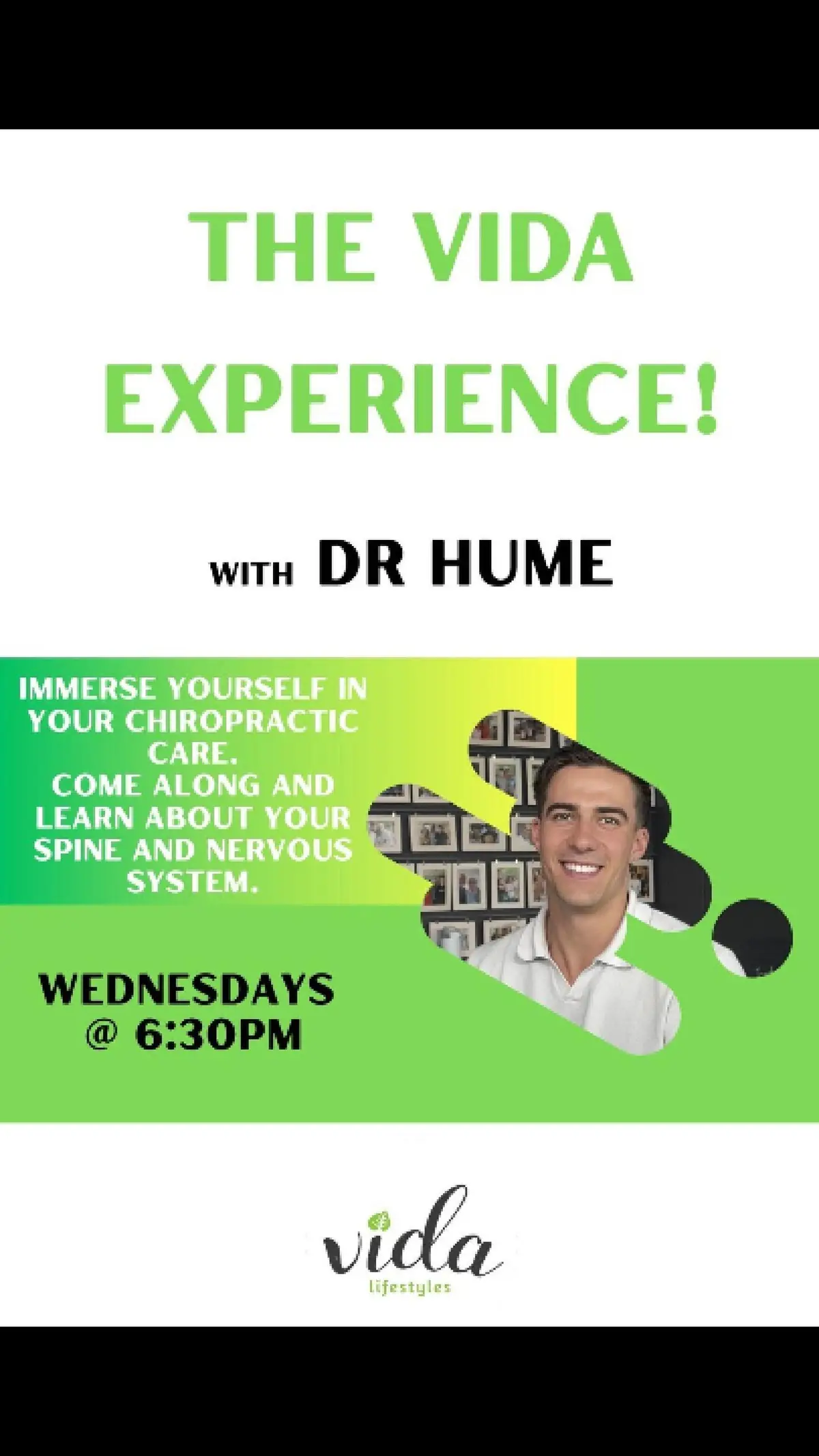 The Vida Experience with Dr Hume, Wednesdays at 6:30pm